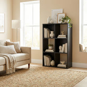 Storage Shelf with 6 Open Compartments for Books and Toys Black Wood Effect AOSOM