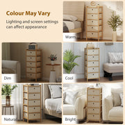 Slim Chest of Drawers for Small Bedrooms with Five Fabric Storage Drawers Natural Finish AOSOM