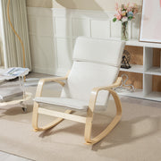 Cream White Upholstered Rocking Chair with High Back and Headrest for Living Room by HOMCOM