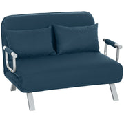 Two Seater Click Clack Sofa Bed Converts to Guest Bed for Small Spaces, Navy Blue