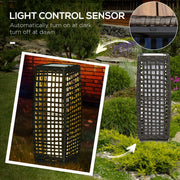 Grey Rattan Solar Garden Lantern with Auto On Off LED Light for Patio or Lawn Use