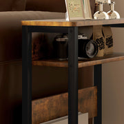 Industrial Style Side Table with Metal Frame, Black and Brown by HOMCOM