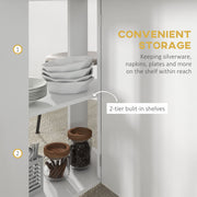 White Four Seater Drop Leaf Dining Table with Wheels by HOMCOM