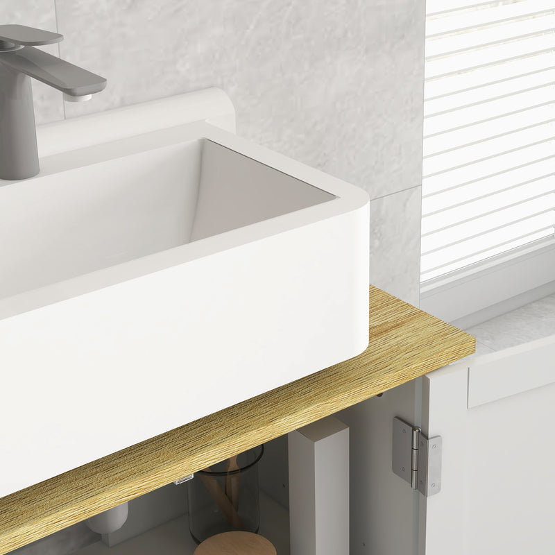 Under Sink Bathroom Cabinet with Adjustable Shelf for Compact Storage White Natural