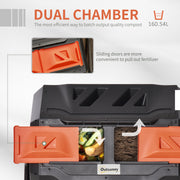 160L Dual Chamber Rotating Garden Composter in Orange by Outsunny
