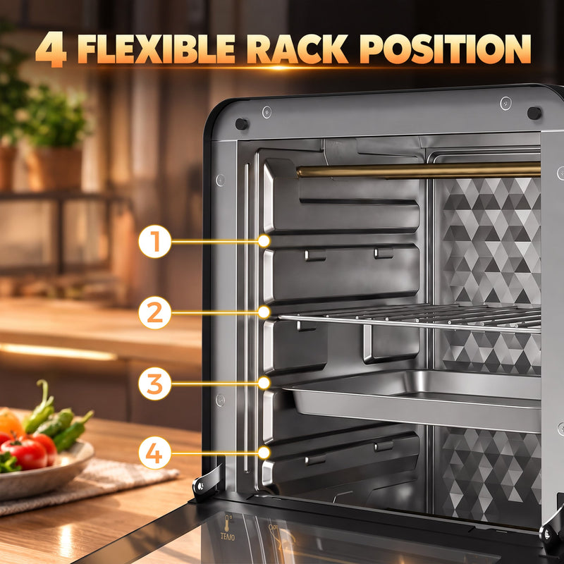 Close-up of the oven interior showing 4 numbered rack positions