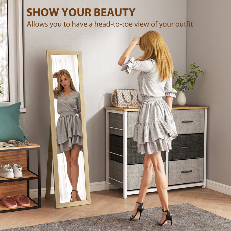 Full Length Leaning Wall Mirror 37 x 157 cm Ideal for Bedroom or Hallway Natural