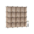 Songmics 16-cube storage unit in camel brown, full view