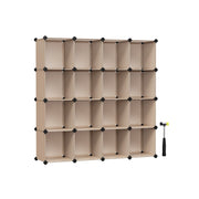 Songmics 16-cube storage unit in camel brown, full view