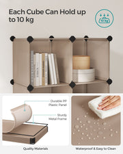 Diagram showing each cube supports up to 10 kg and waterproof panels