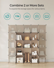 Multiple cube storage sets combined for expanded storage