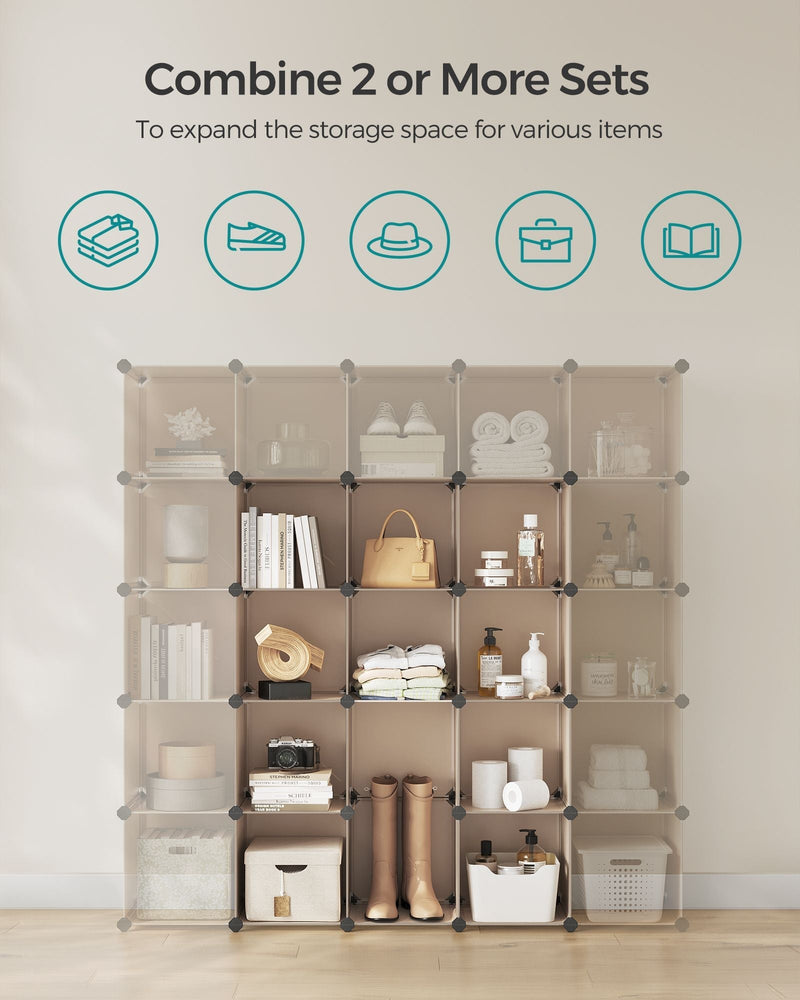 Multiple cube storage sets combined for expanded storage