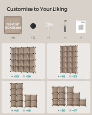 Cube storage configuration options and included parts