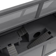 Wooden Hamster and Gerbil Cage with Suspension Bridge and Opening Top, Grey