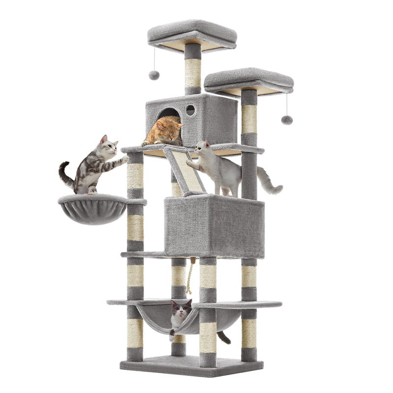 Feandrea 168 cm light grey cat tree tower on a white background