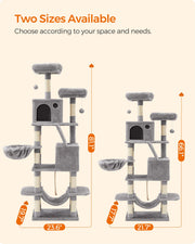 Dimensions diagram for the 168 cm light grey cat tree