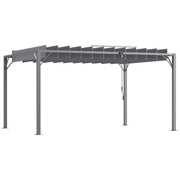 Grey 4 x 3m Aluminium Pergola with Louvered Roof for Garden and Patio by Outsunny