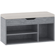 Grey Entryway Shoe Storage Bench With Padded Seat and Hidden Compartment by HOMCOM