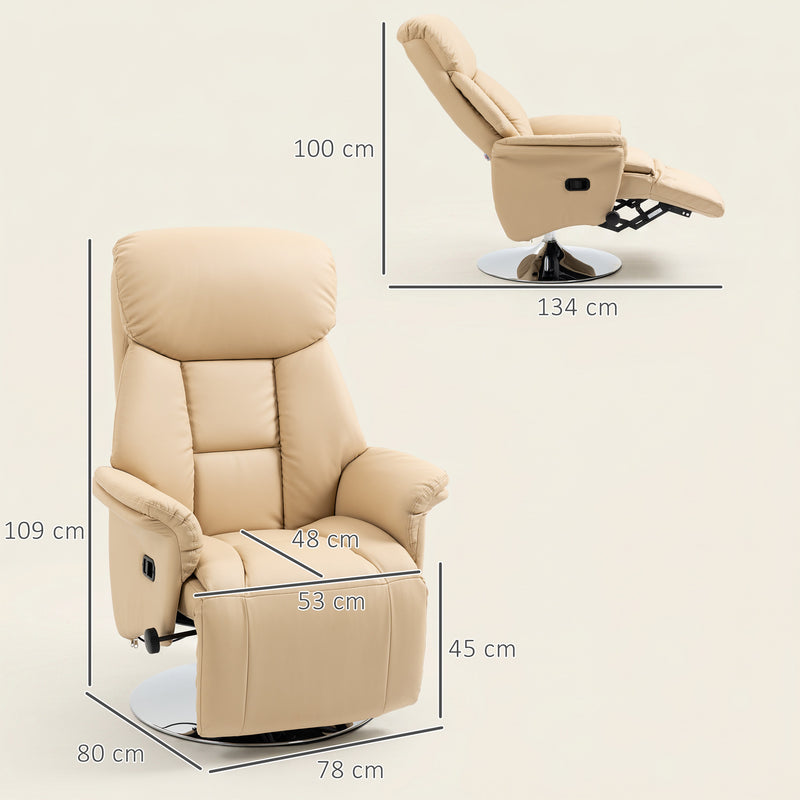 Recliner Chair with Swivel Base and Extendable Footrest for Living Room Comfort Beige
