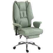 Ergonomic Office Chair with Reclining Footrest for All Day Comfort and Pet Friendly Faux Leather Green Homcom