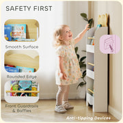 3 Tier Kids Bookshelf With Bear Design Space Saving Bookcase For Bedroom Or Playroom White AOSOM