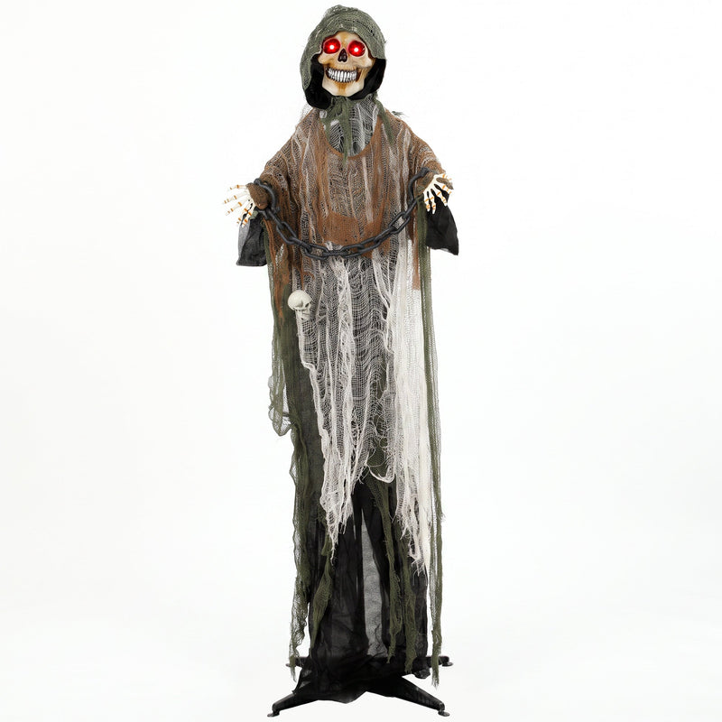 HOMCOM 170cm animated chained Grim Reaper with dual-tone tattered cloak and glowing red eyes