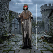 Dimension diagram showing the 170cm chained Grim Reaper is 70cm wide and 170cm tall