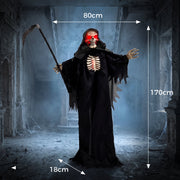 Dimension diagram showing the 170cm Grim Reaper is 80cm wide, 18cm deep and 170cm tall