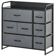 Grey 7 Drawer Fabric Chest of Drawers with Metal Frame for Bedroom and Living Room