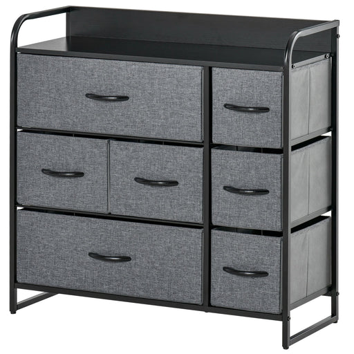 Grey 7 Drawer Fabric Chest of Drawers with Metal Frame for Bedroom and Living Room