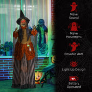Icon panel listing sound, movement, posable arm, light-up design and battery features