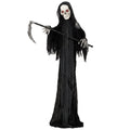 HOMCOM 183cm animated Grim Reaper in black robe holding a scythe with glowing red eyes