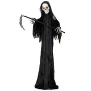 HOMCOM 183cm animated Grim Reaper in black robe holding a scythe with glowing red eyes