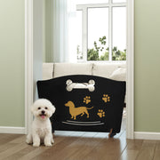 Wooden Dog Gate with Support Feet Easy Setup Pet Barrier for Stairs or Patio Black AOSOM