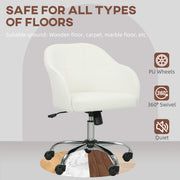 Velvet Swivel Office Chair With Padded Seat For Home Or Work Desk Comfort Cream