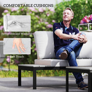 Grey Four Piece Garden Corner Sofa Set with Loveseats and Coffee Tables by Outsunny