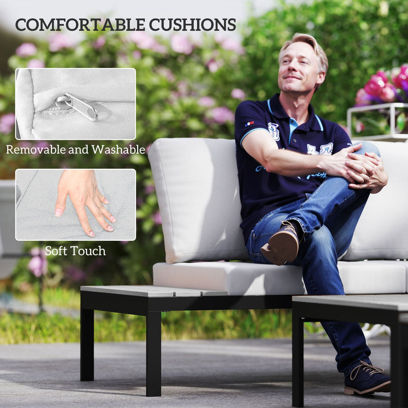 Grey Four Piece Garden Corner Sofa Set with Loveseats and Coffee Tables by Outsunny