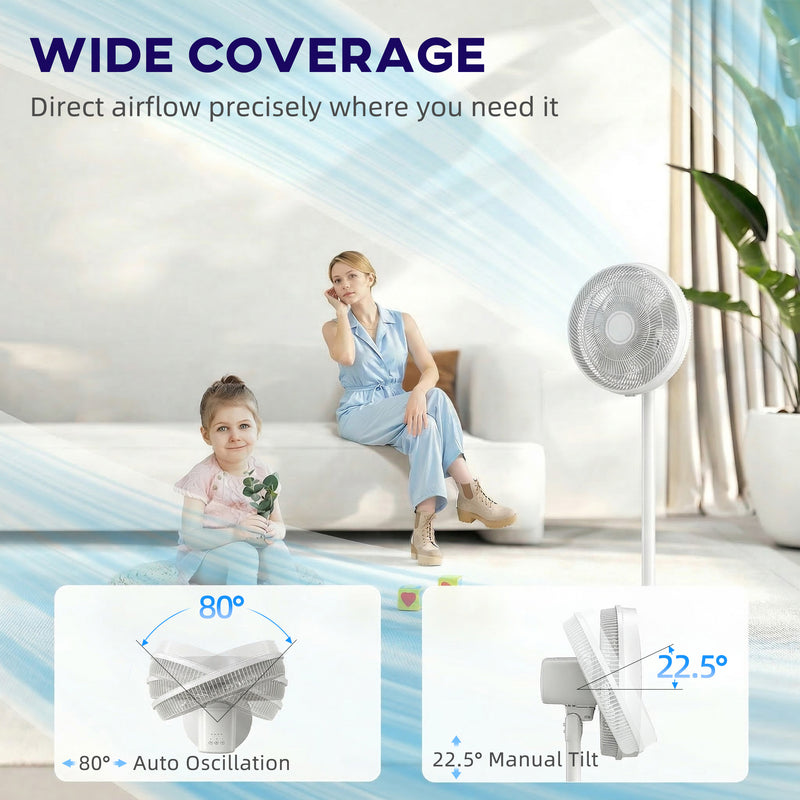 Pedestal Fan with Remote and Timer for Custom Home Cooling White AOSOM