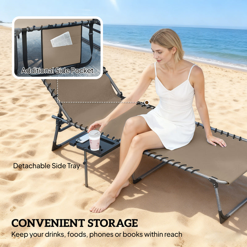 Adjustable Garden Sun Loungers Set of 2 with Side Table and Pillow for Outdoor Relaxing Outsunny