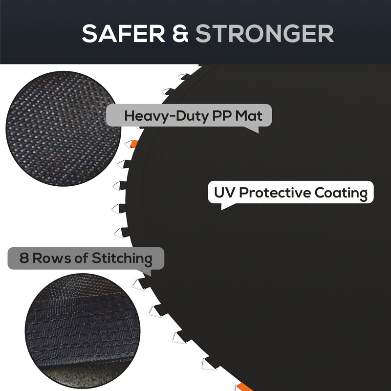 12ft Trampoline Replacement Mat with Spring Tool and 72 V Hooks for Outdoor Use Black AOSOM