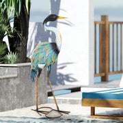Outsunny Heron Garden Statue, Standing Garden Ornament, Metal Garden Gift with Stakes, 28 x 17 x 63 cm, Multi-Colour AOSOM