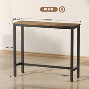 Wood Effect Rectangular Bar Table for Small Kitchens or Breakfast Dining Rustic Brown