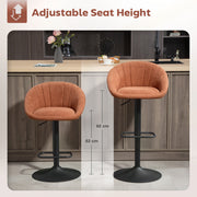 Set of 2 Swivel Tub Bar Stools with Footrest for Home Bar or Kitchen, Orange