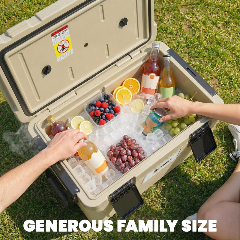 Cooler Box for Camping and Picnics Keeps Food and Drinks Cold for 72 Hours Khaki Black Outsunny