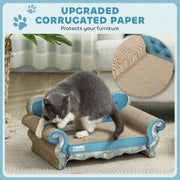 Light Blue 2-in-1 Cat Scratcher with Catnip for Indoor Cats by PawHut