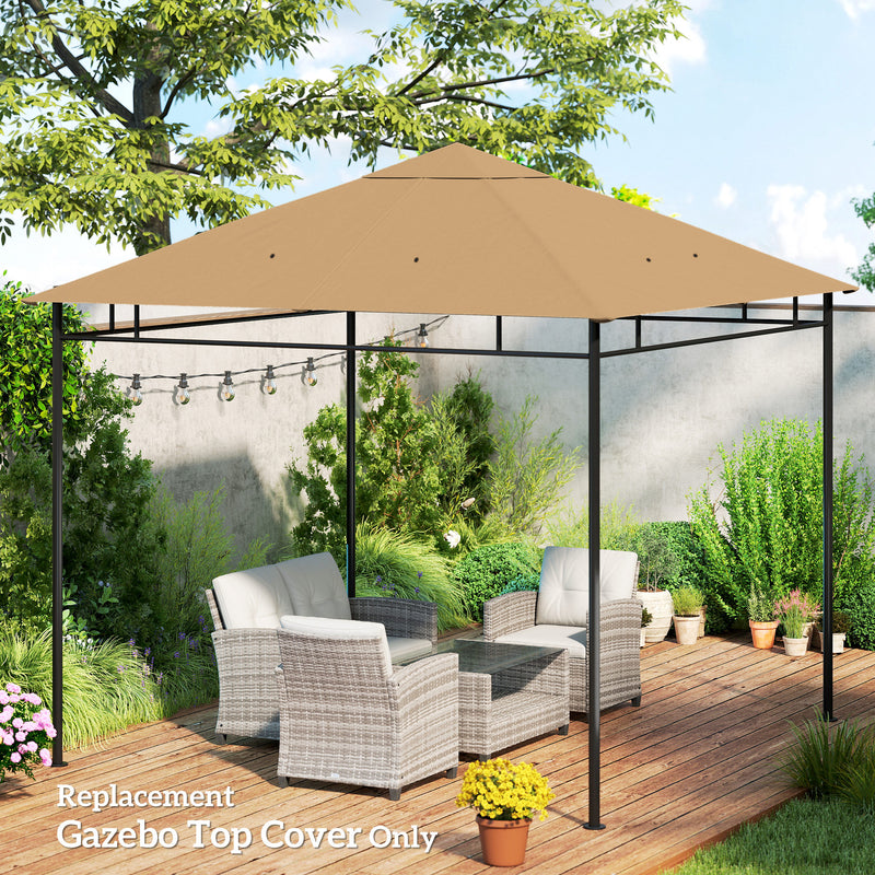 3 x 3 m Garden Gazebo Roof Canopy Replacement With Drainage Holes Top Cover Beige AOSOM