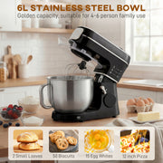 Stand Mixer for Easy Family Baking with Large 6L Bowl and 11 Speeds Black AOSOM