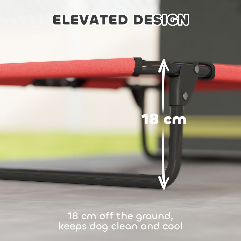 Portable Elevated Dog Bed with Breathable Mesh for Indoor and Outdoor Use Red