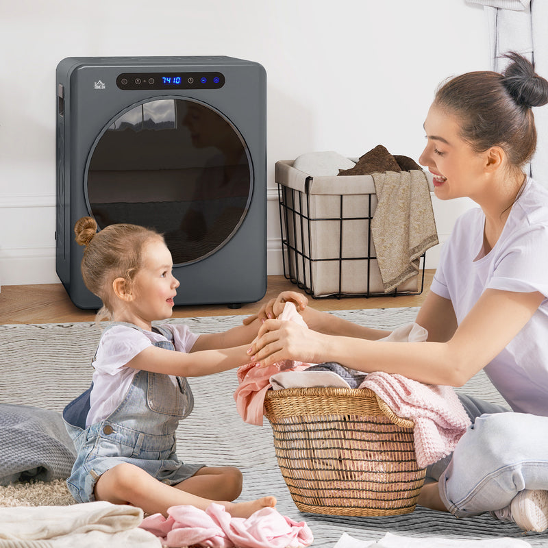 4kg Compact Tumble Dryer with Adjustable Heat Ideal for Small Spaces, Grey