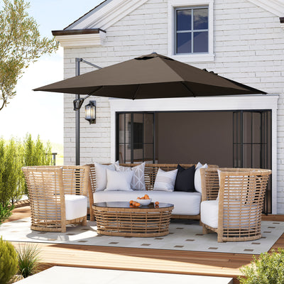 Tan Cantilever Garden Parasol with Crank Handle and Adjustable Angle by Outsunny